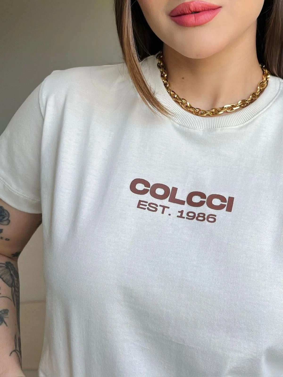 T-SHIRT COLCCI EST 1986 - BEGE NATURAL