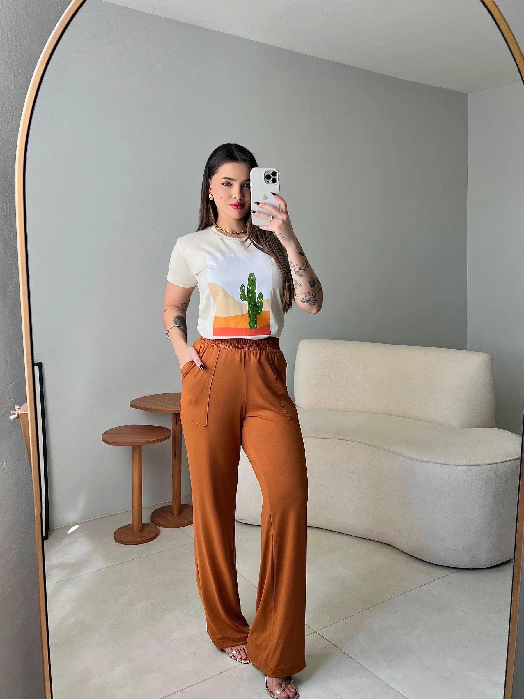 T-SHIRT CACTO - BEGE NATURAL