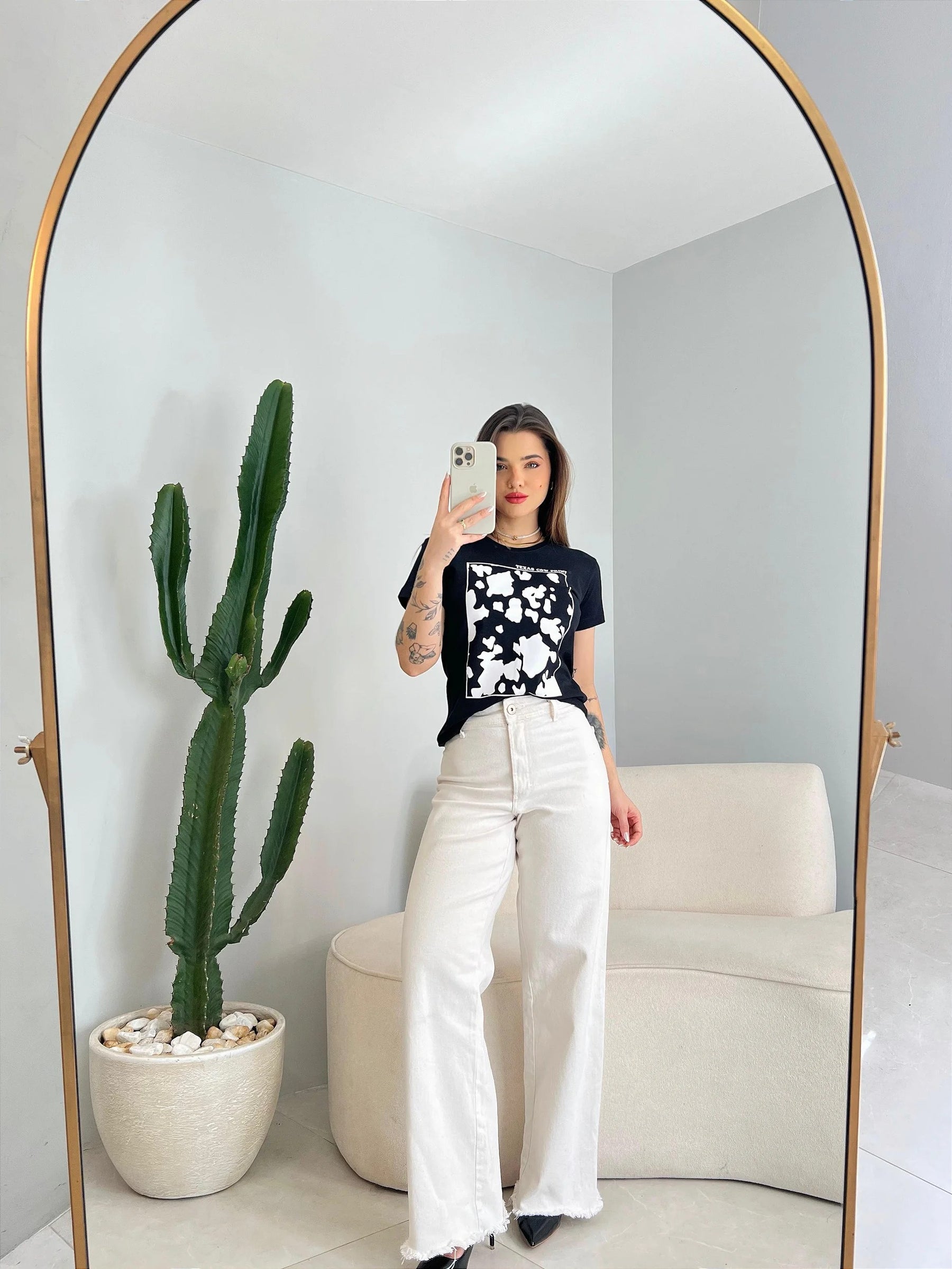 T-SHIRT TEXAS COWPRINT - PRETO