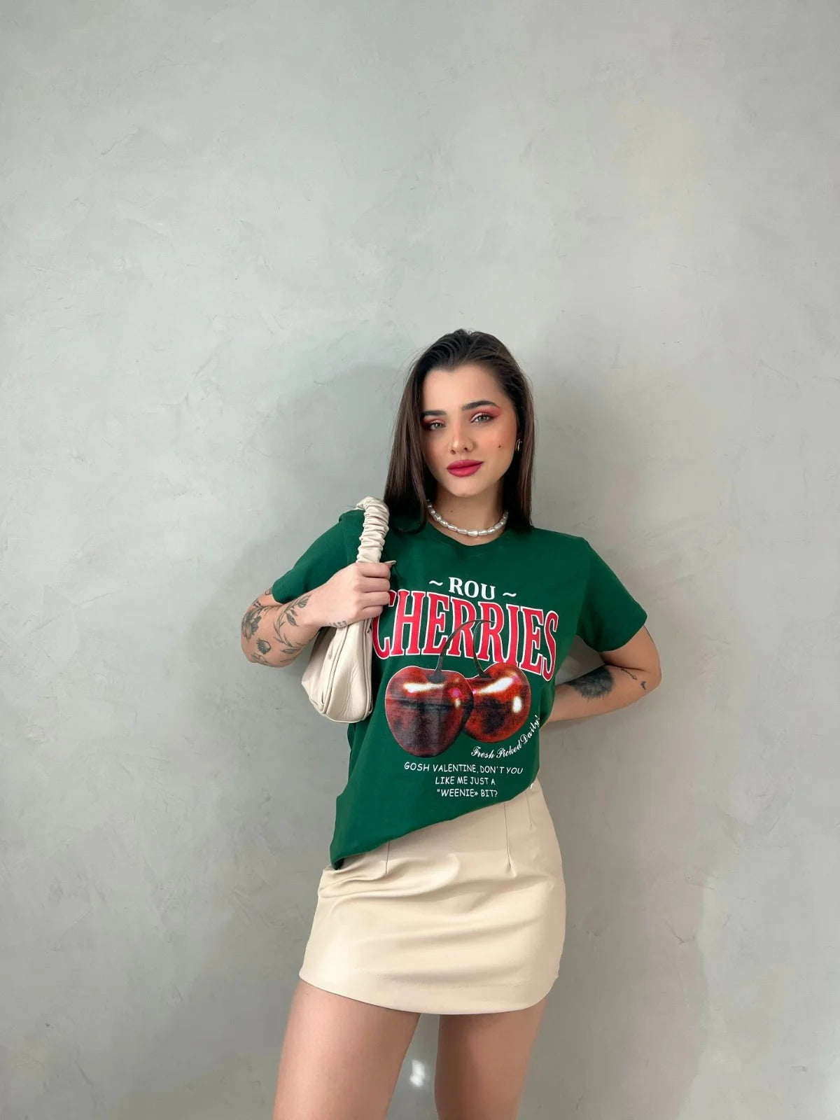 T-SHIRT ROU CHERRIES CEREJA - VERDE INTENSO