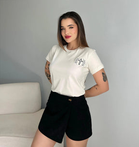 T-SHIRT CRUZ (BORDADA) - BEGE NATURAL