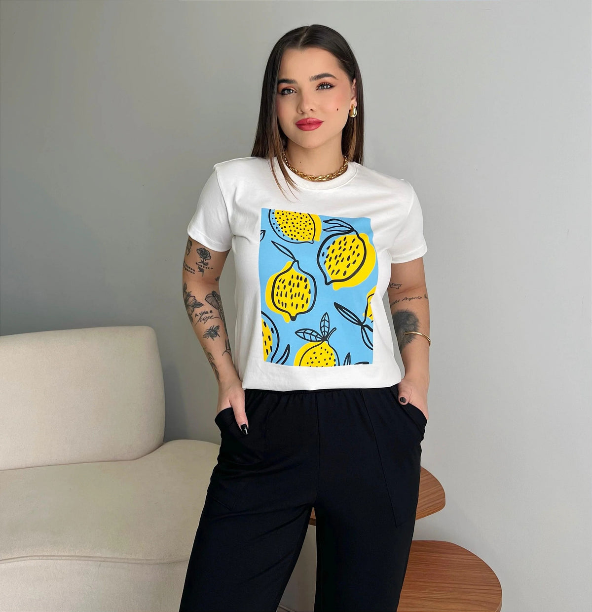 T-SHIRT LIMÕES - OFF WHITE