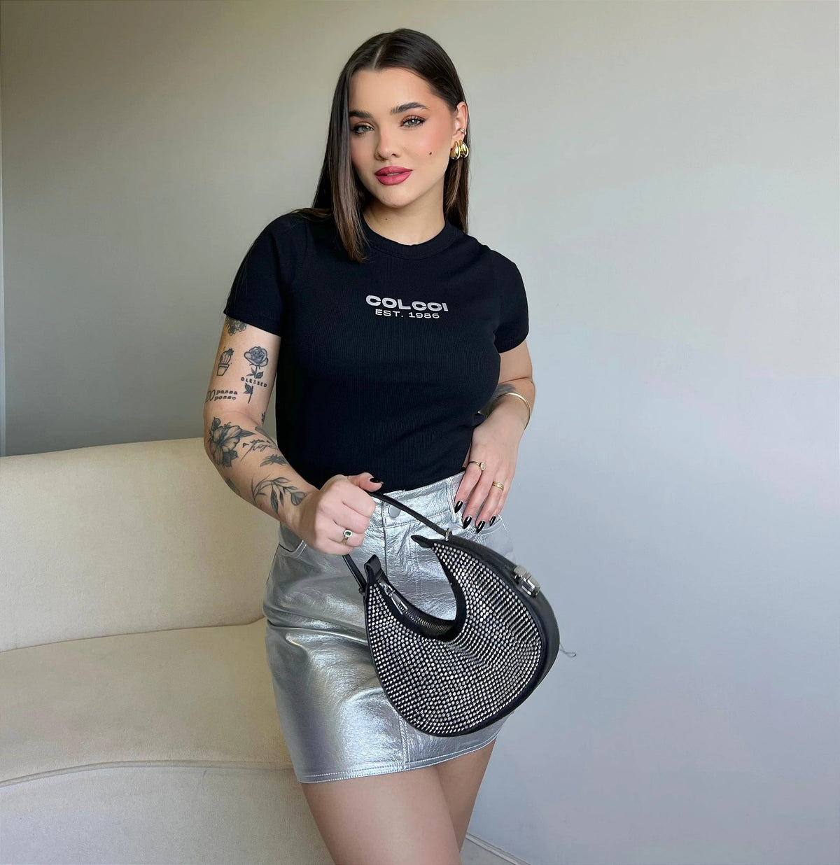 T-SHIRT CANELADA COLCCI BASIC EST 1986 - PRETO