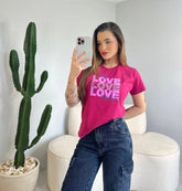 T-SHIRT LOVE C/STRASS - ROSA CARMIM