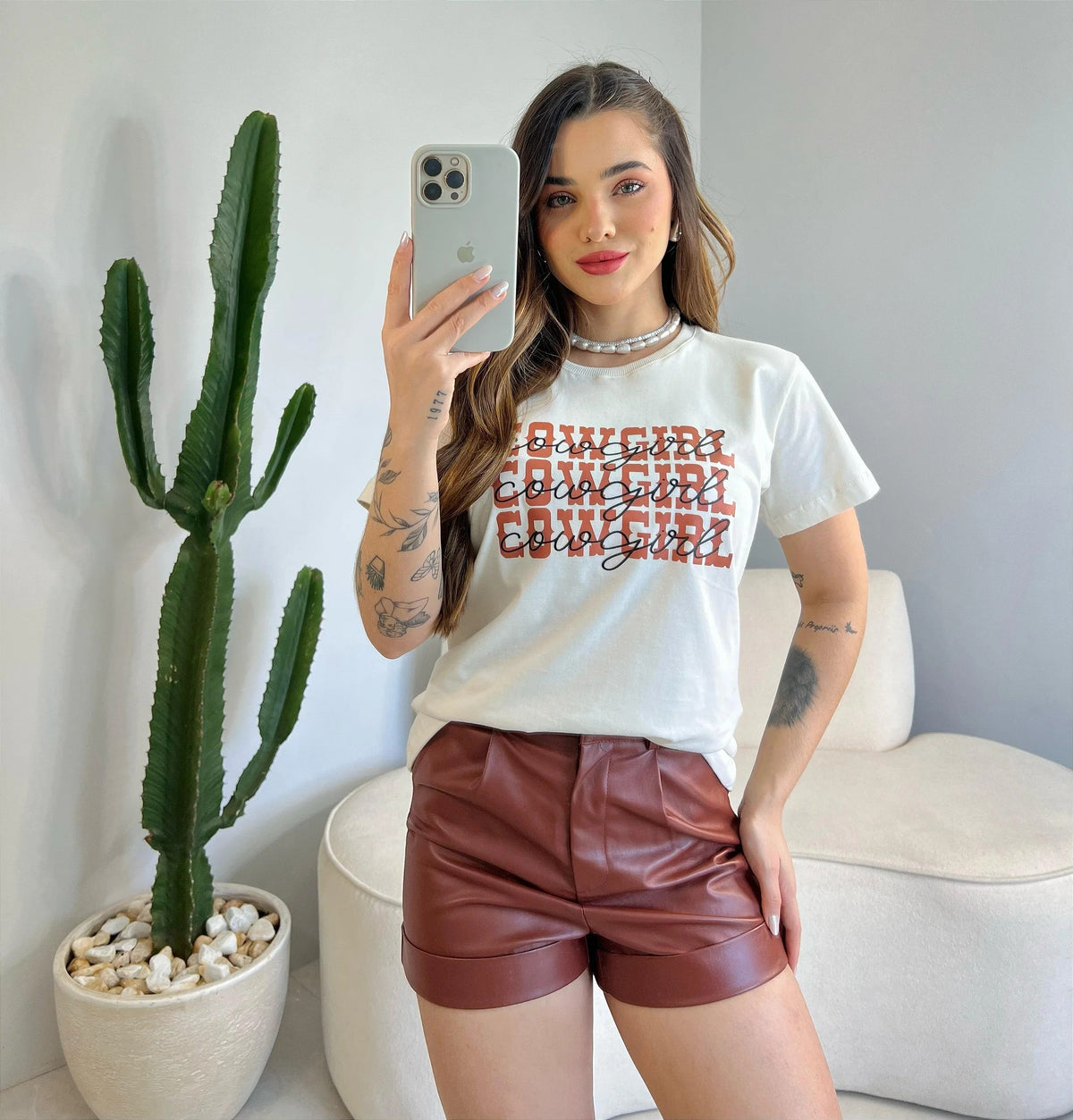 T-SHIRT COWGIRL - BEGE NATURAL