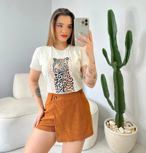 T-SHIRT ONÇA - BEGE NATURAL