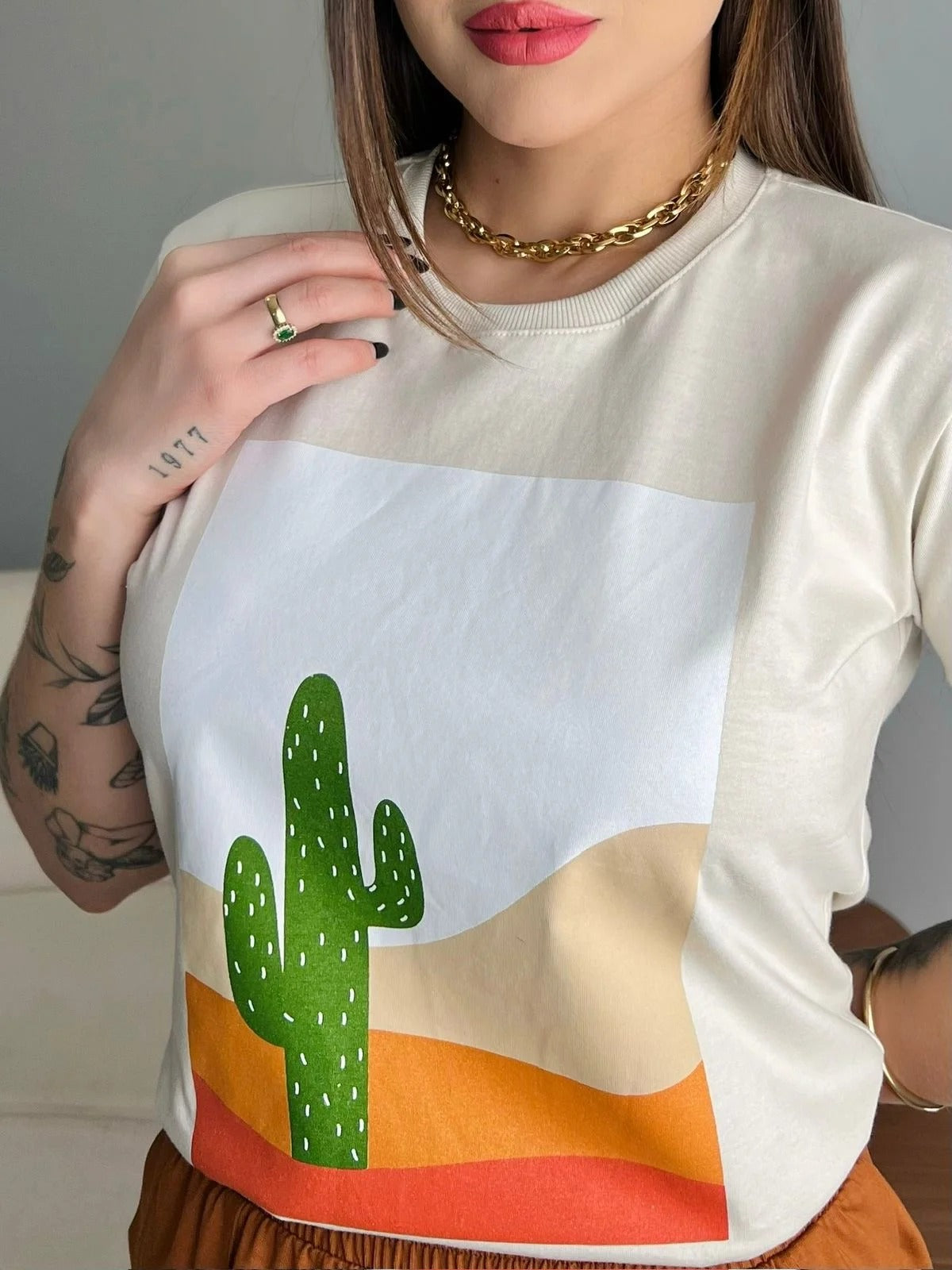 T-SHIRT CACTO - BEGE NATURAL