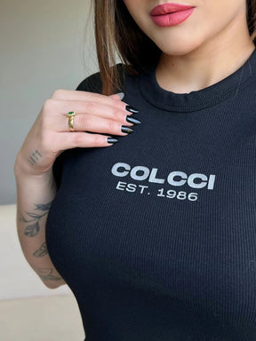 T-SHIRT CANELADA COLCCI BASIC EST 1986 - PRETO