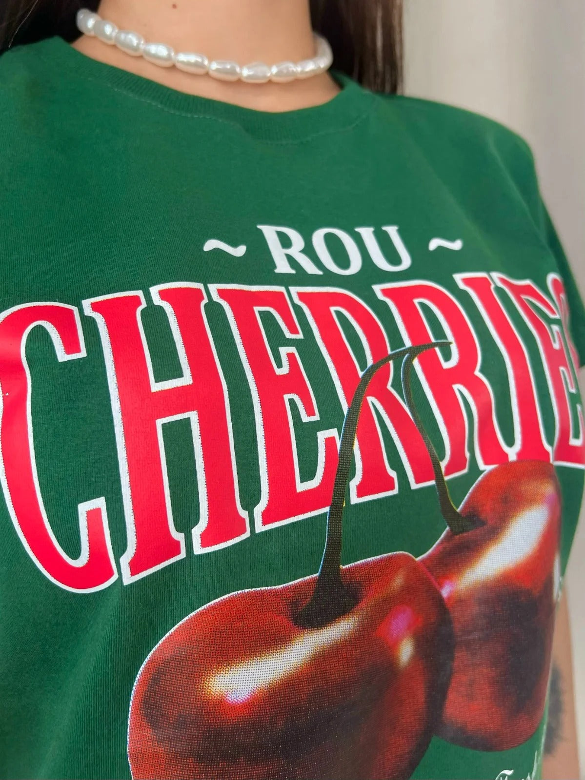 T-SHIRT ROU CHERRIES CEREJA - VERDE INTENSO