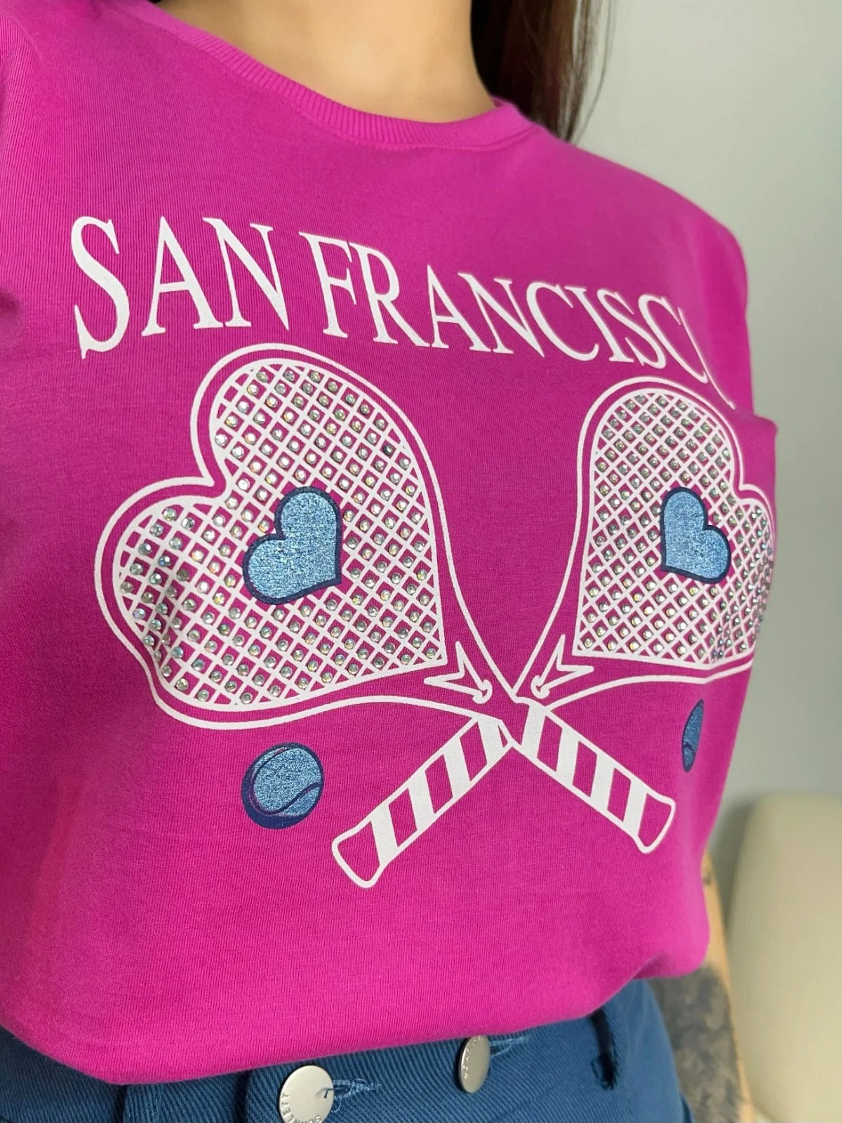 T-SHIRT SAN FRANCISCO C/STRASS - ROSA PENELOPE