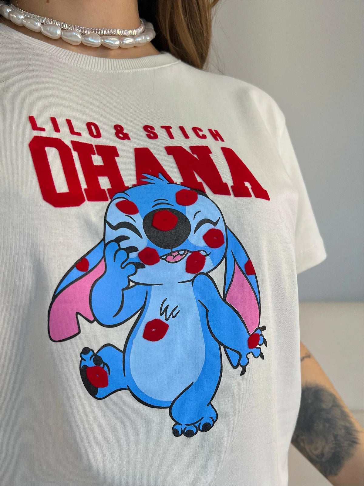 T-SHIRT LILO & STITCH VELUDO - BEGE NATURAL