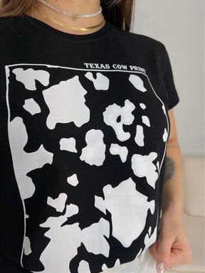 T-SHIRT TEXAS COWPRINT - PRETO