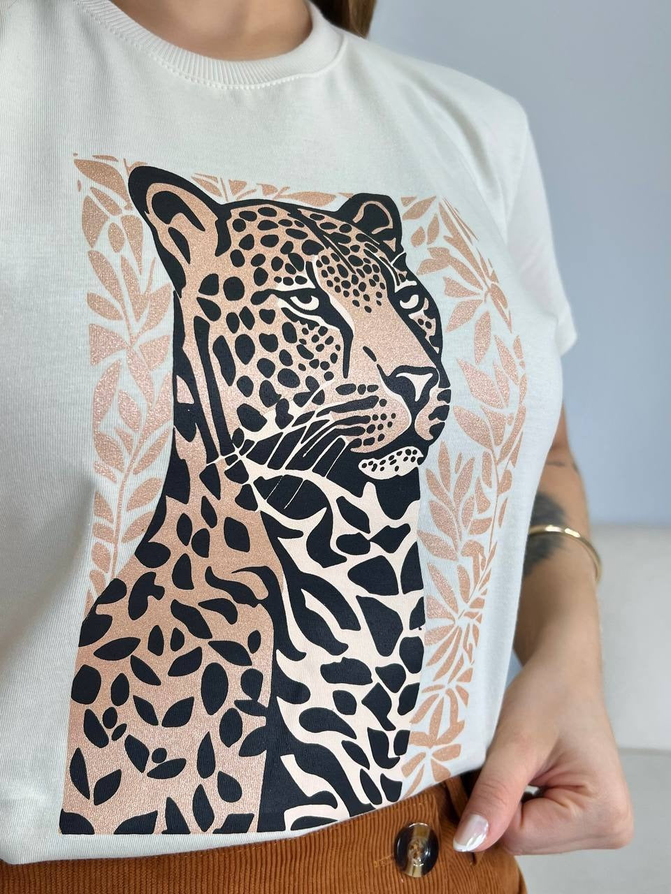 T-SHIRT ONÇA - BEGE NATURAL