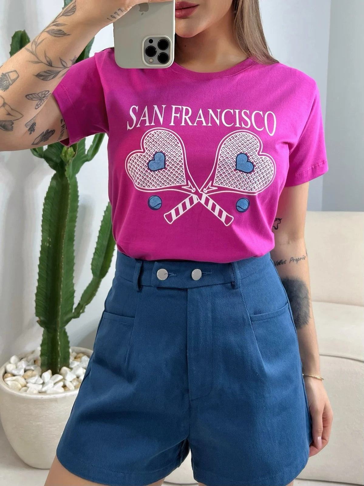 T-SHIRT SAN FRANCISCO C/STRASS - ROSA PENELOPE