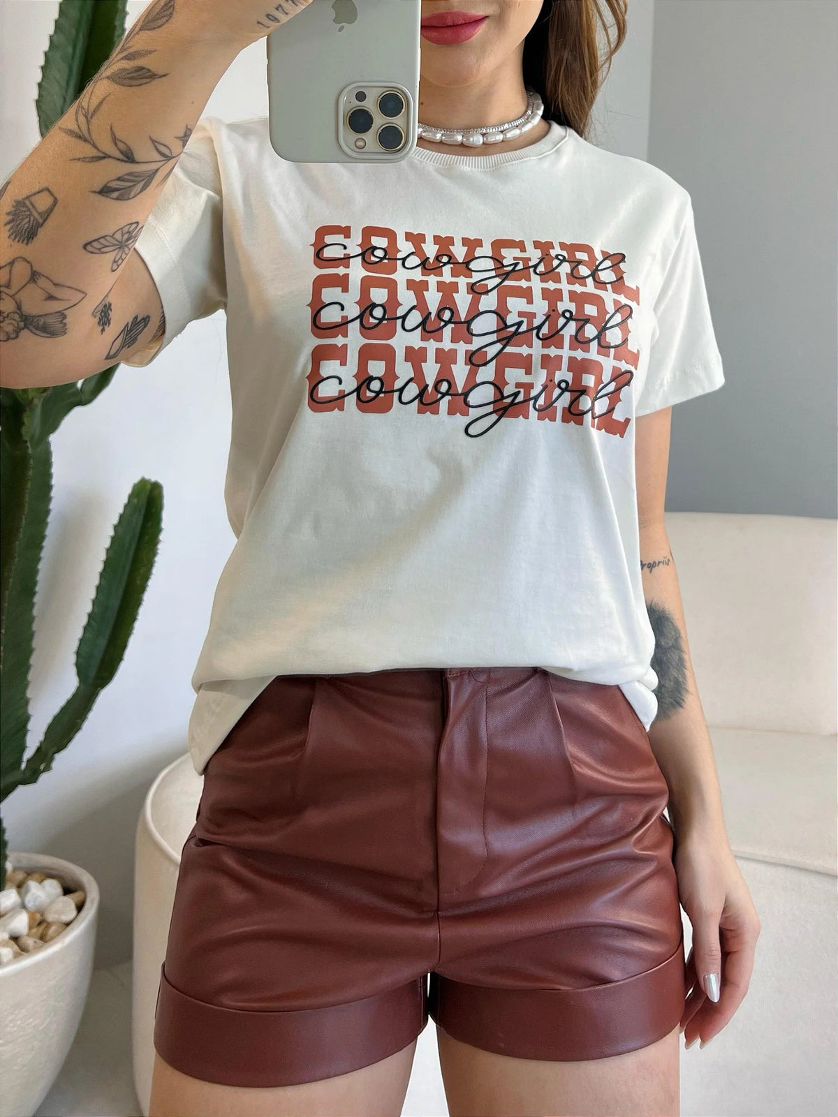 T-SHIRT COWGIRL - BEGE NATURAL