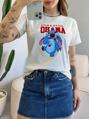 T-SHIRT LILO & STITCH VELUDO - BEGE NATURAL
